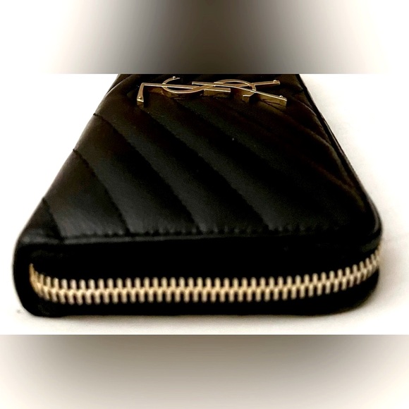 Saint Laurent YSL Quilted V Stitch Cassandra Zip Around Wallet full inclusion EC - Picture 7 of 12